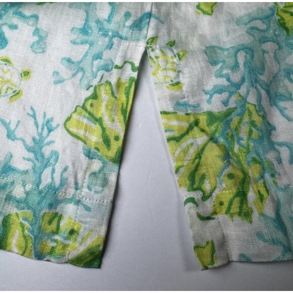 J Jill Love Linen Shirt Womens XS Sea Turtle Print Tunic Top Beach Summer Casual - Picture 7 of 13